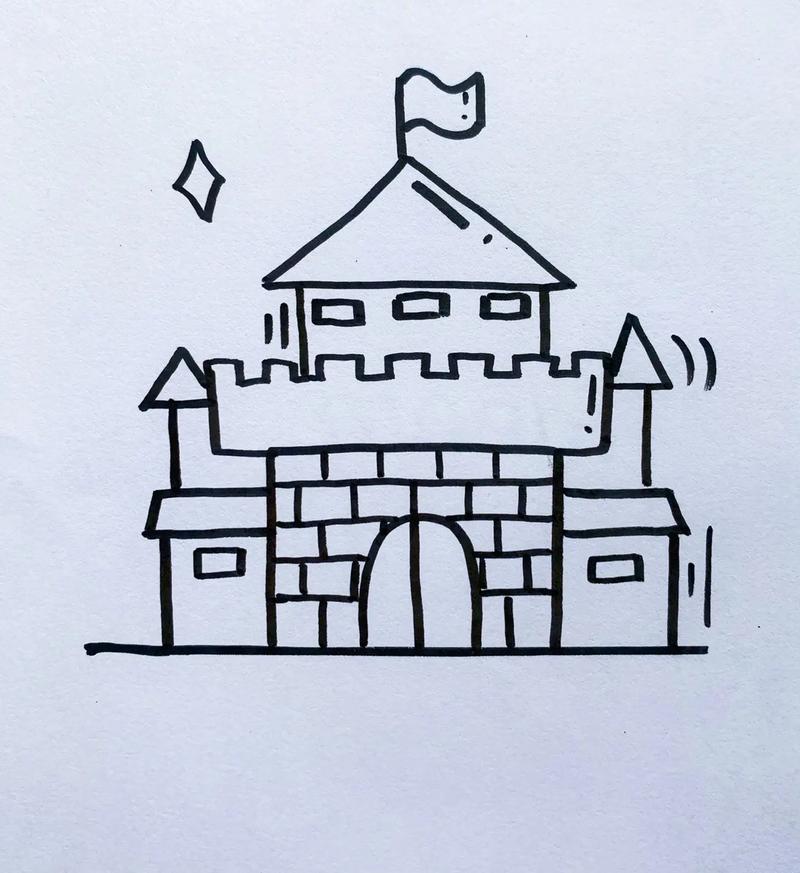 简笔画——城堡.#创作灵感 城堡步骤图 喜欢的跟着画一下吧# - 抖音