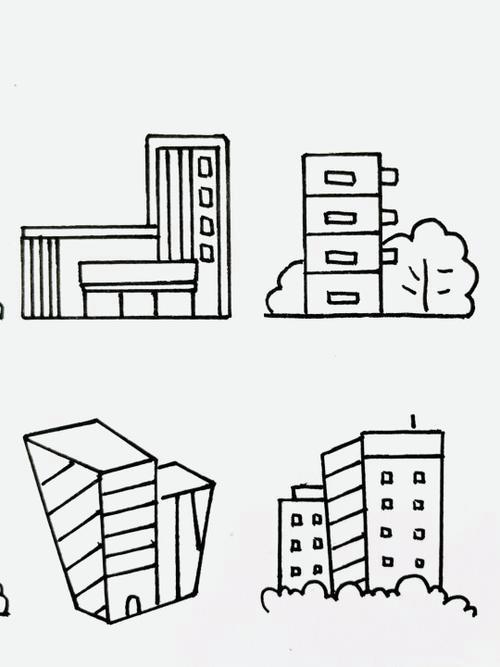 重重叠叠的高楼大厦怎么画简笔画