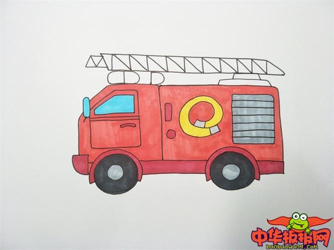 消防车简笔画带颜色