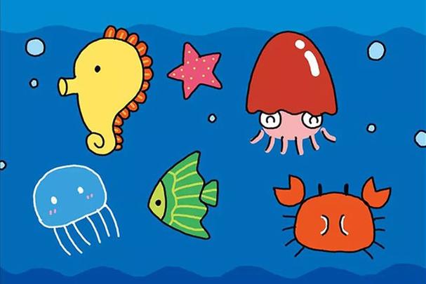 海底世界儿童简笔画画法彩色步骤图教程 动物-第1张