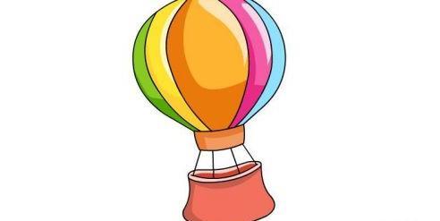 热气球简笔画带颜色 涂色