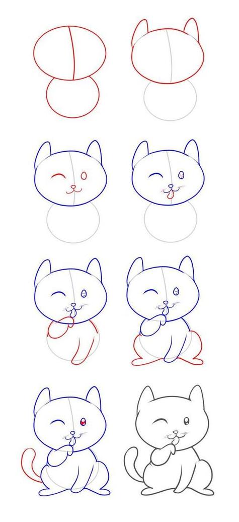儿童绘画小猫简笔画