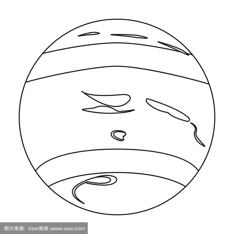 海王星图标在轮廓风格孤立在白色