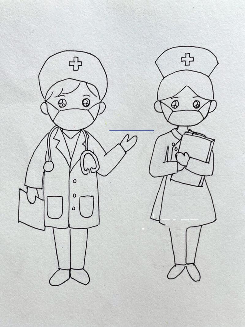 医生护士抗疫英雄简笔画 #医生