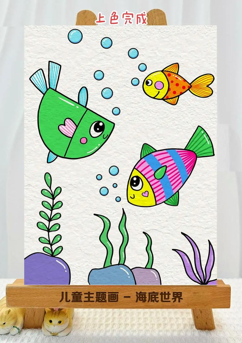 海底世界主题画,超简单的小鱼儿简笔画,一看就会哦,跟着步骤一 - 抖音