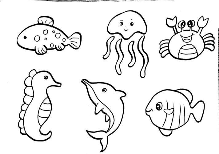 海洋生物简笔画 海底小动物简笔画简笔画幼师绘画幼师简笔画兴趣
