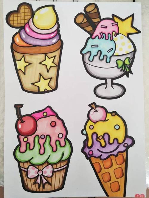 马克笔手绘 甜品 冰淇淋