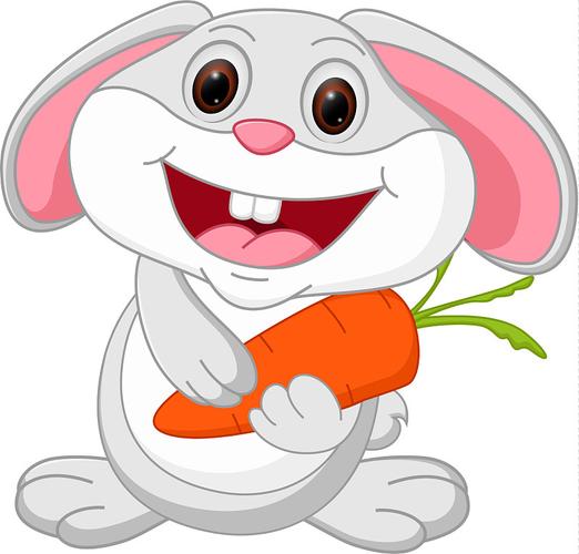 可爱的卡通兔子拿着胡萝卜图片