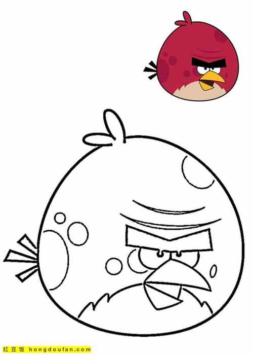 《愤怒的小鸟》卡通涂色图片-红豆饭小学生简笔画大全