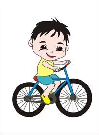 小孩骑自行车简笔画 彩色