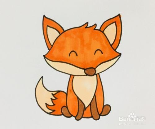 狐狸的图片简笔画彩色