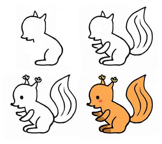八款可爱的小松鼠简笔画画法大全跟着步骤画卡通小松鼠