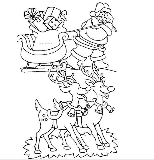 圣诞树圣诞鹿小鸟麋鹿动物圣诞老人和鹿简笔画圣诞老人雪橇车简笔画