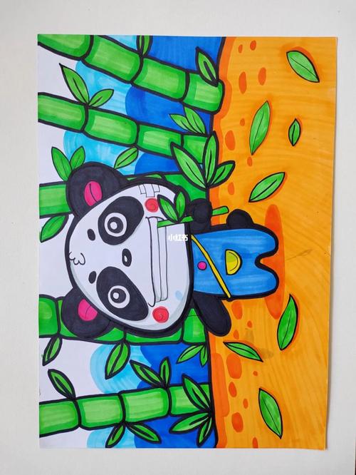 马克笔手绘儿童画简单的熊猫#马克笔手绘  #熊猫  #创意儿童画  #创意