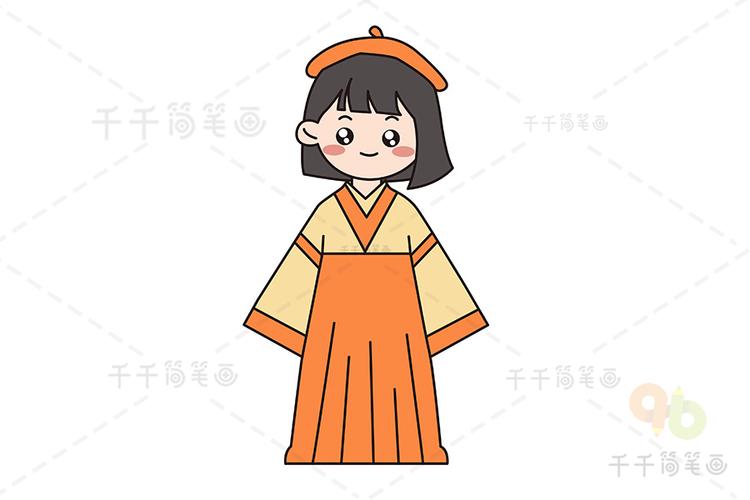 有关朝鲜族儿童服饰的简笔画