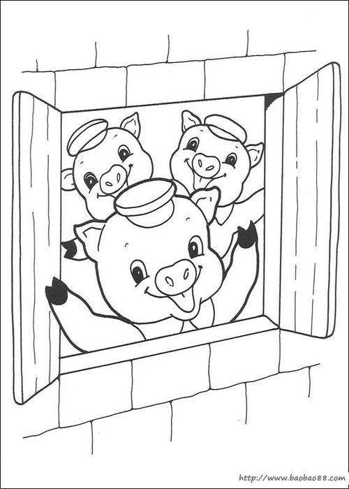 绘本三只小猪简笔画
