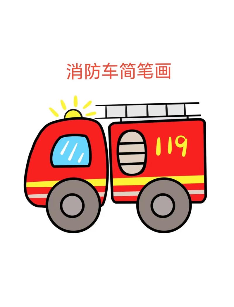 创作灵感 消防车儿童简笔画,增强儿童消防意识 - 抖音