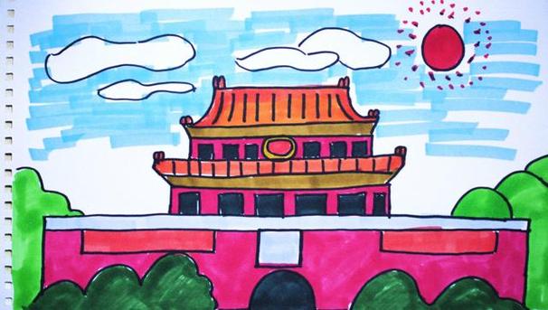 神笔简笔画 美丽中国北京天安门儿童绘画早教场景教程大全