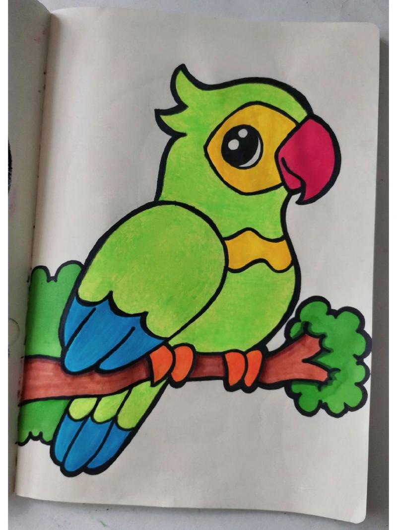 鹦鹉简笔画彩色简单