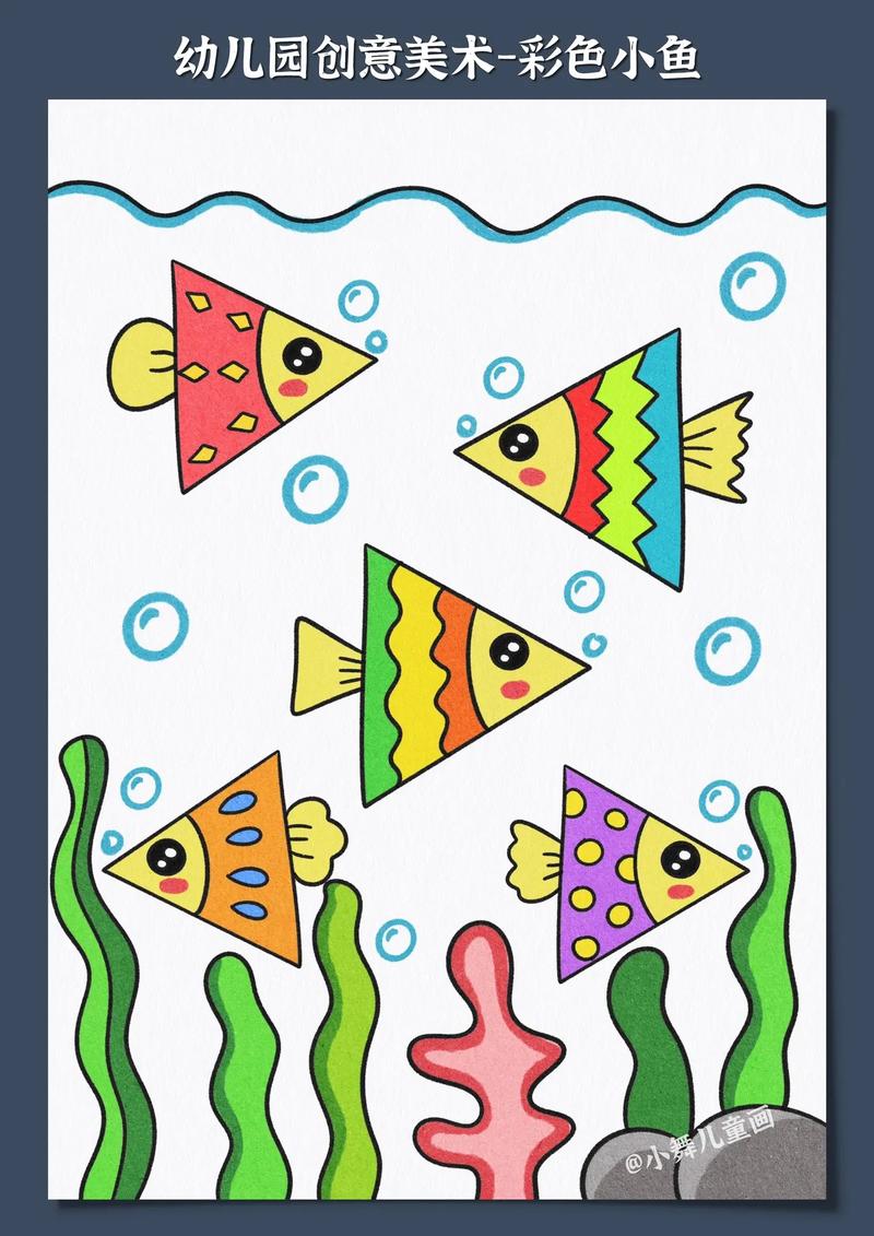 简笔画小鱼.用三角形就能画的小鱼创意美术,适合3-6岁小朋友 - 抖音