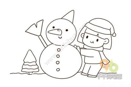 小朋友玩雪简笔画