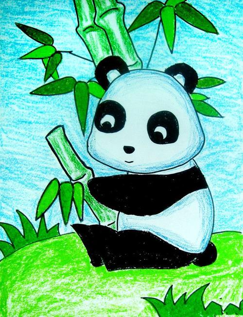 小熊猫抱竹子简笔画图片