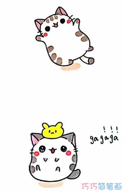猫简笔画彩色可爱 简单