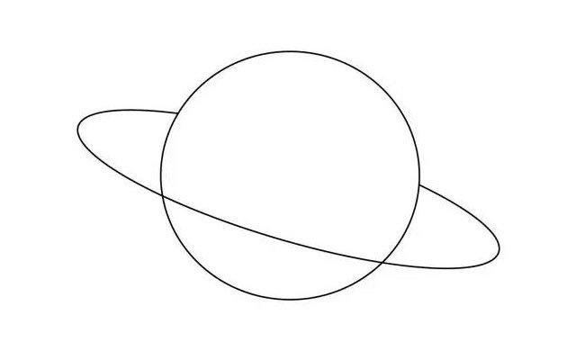 火星简笔画步骤二:再画一个圆圈,但是记住要倾斜,这样就有立体的感觉.
