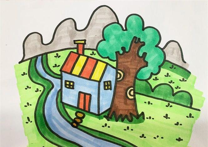 家乡的风景怎么画简笔画美丽家乡小报我的美丽家乡儿童画大图儿童画