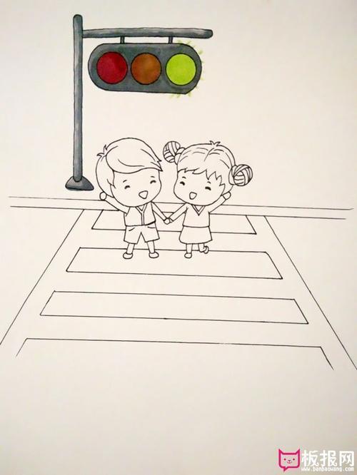遵守交通规则-情景-千千简笔画儿童交通安全简笔画手抄报 交通安全手