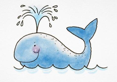鲸鱼喷水的简笔画