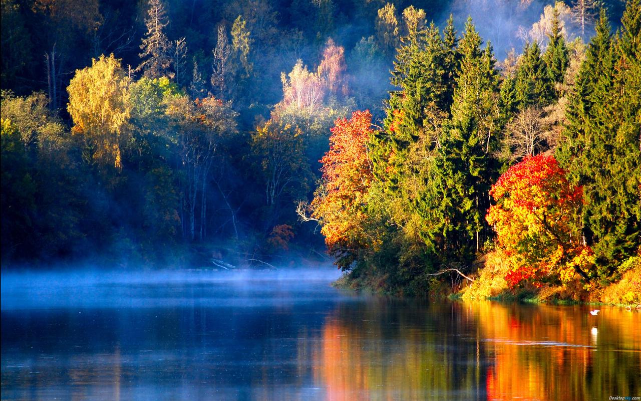 唯美意境晨雾中的湖光山色美景桌面壁纸第二辑