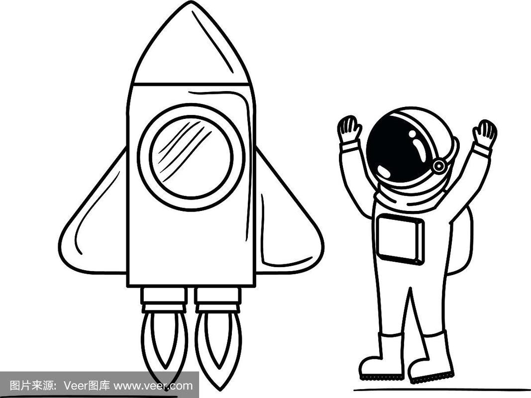 宇航员站在火箭上的简笔画