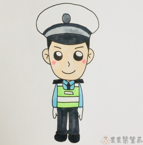 交通警察可爱简笔画