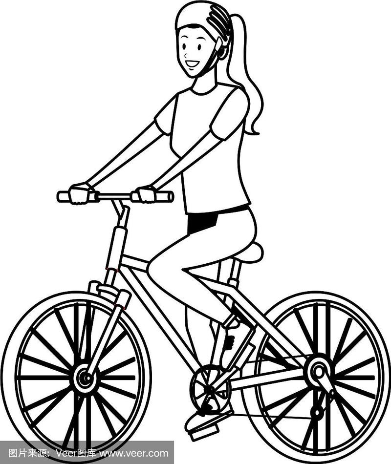 骑自行车的女孩图片简笔画