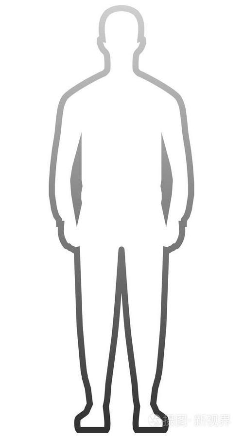男子站立轮廓灰色渐变轮廓孤立矢量插图插画-正版商用图片188koj-摄图