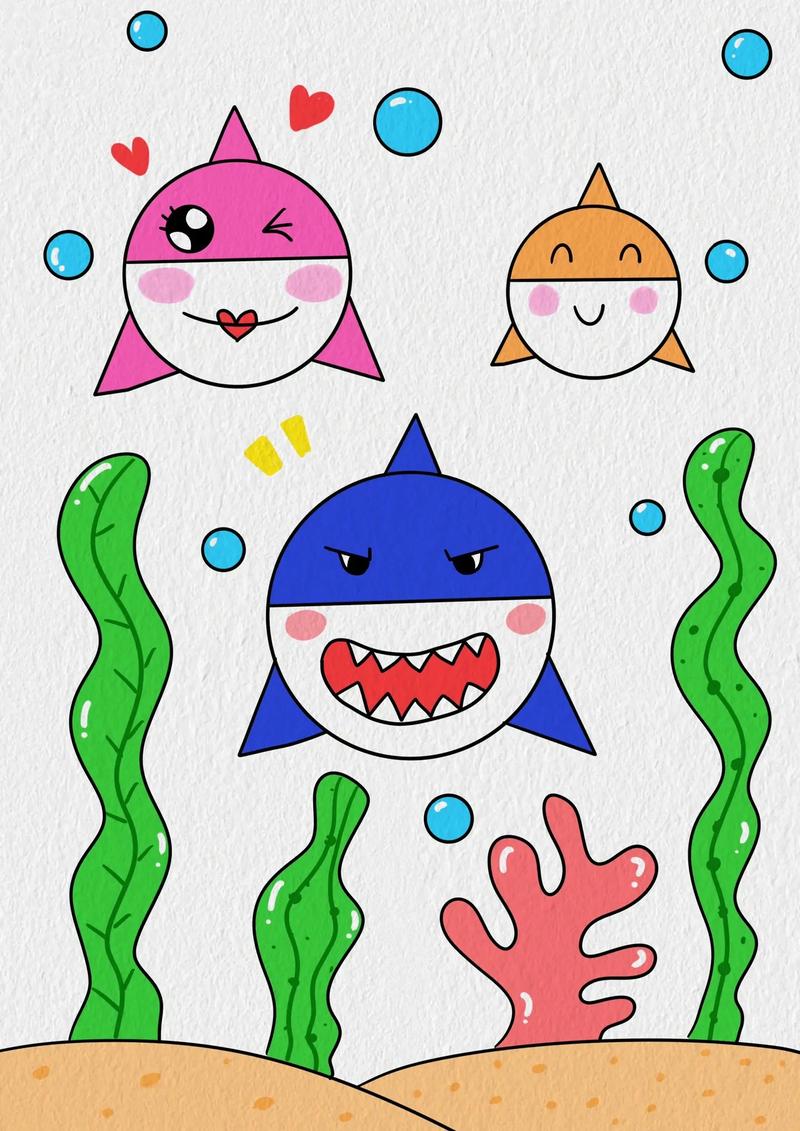 超简单又可爱的鲨鱼简笔画,幼儿园的小朋 - 抖音
