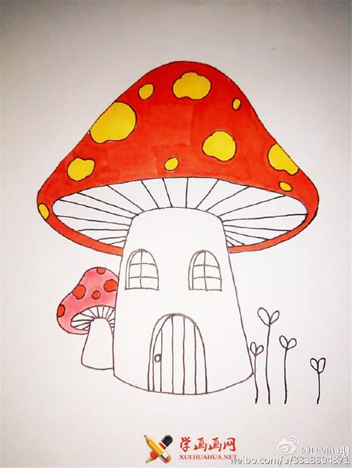 蘑菇房子图片简笔画彩色