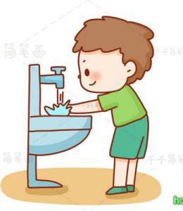 孩子洗手简笔画图片