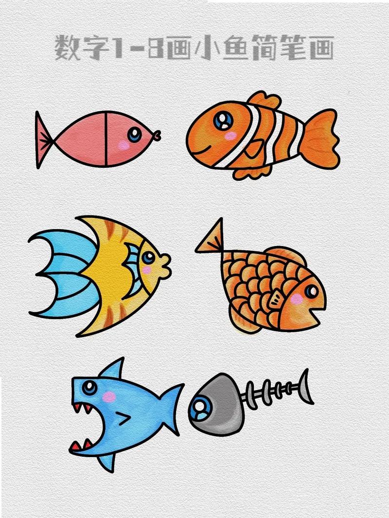 用数字1-6画不同的小鱼简笔画.你知道吗?用数字123456 - 抖音