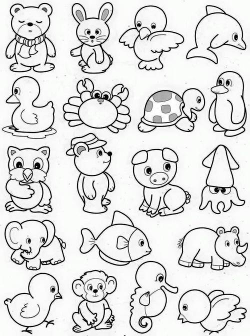 简笔画动物100个简单图片