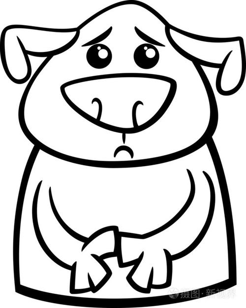 悲伤的狗卡通着色页插画-正版商用图片1g89er-摄图新视界
