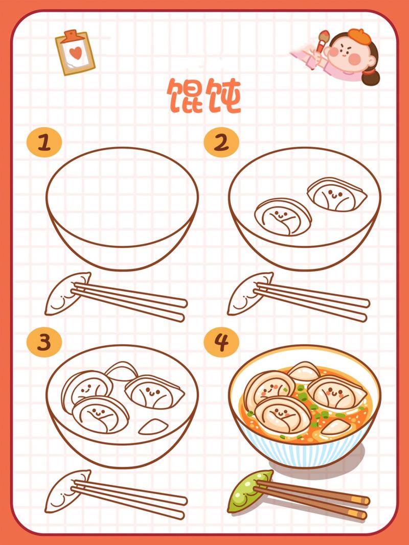 中国美食制作过程简笔画100种