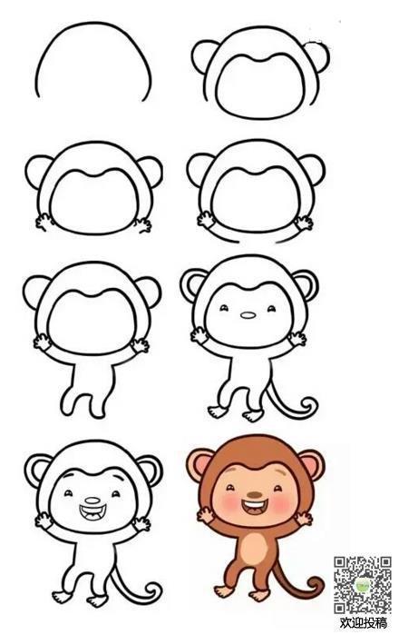 小猴子简笔画简单