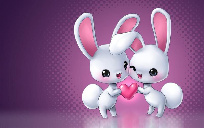 粉可爱兔子情侣壁纸