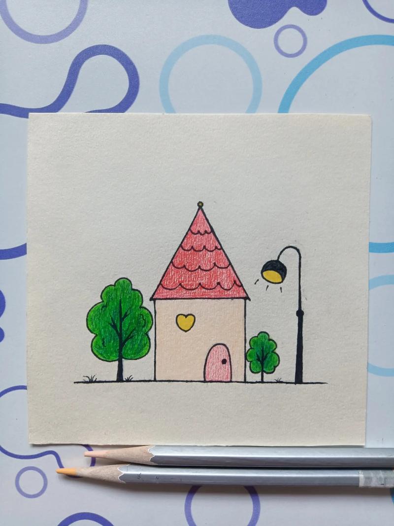今天画个简笔画小房子～#简笔画 #儿童画 #彩铅 - 抖音