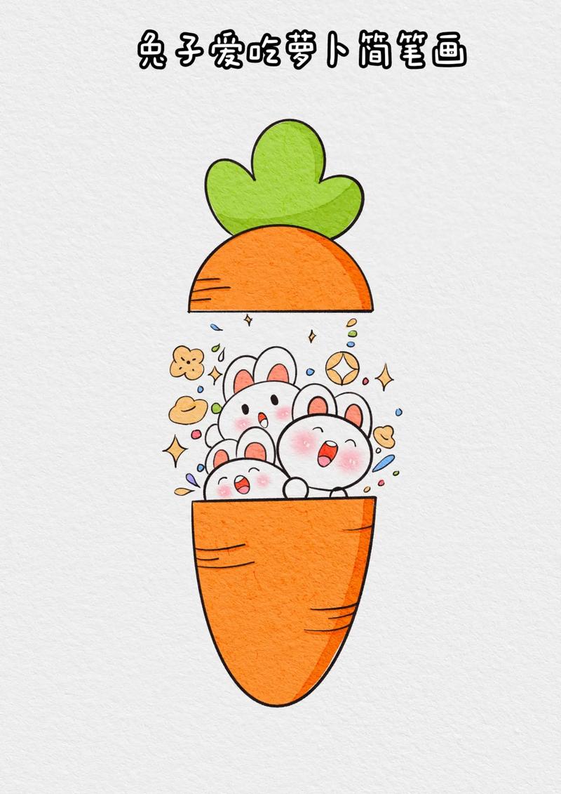兔子爱吃萝卜简笔画步骤图.#可爱 #一学就会的简笔画 #亲子 - 抖音