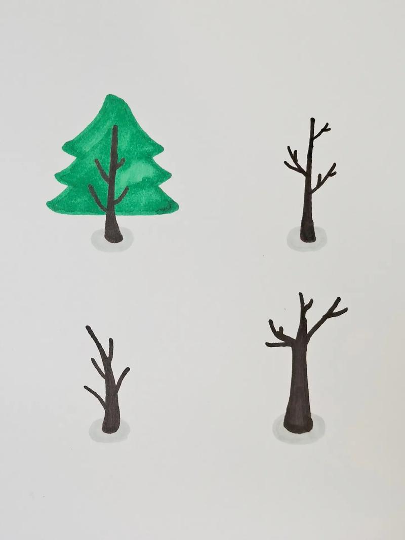 教你四种画小树的方法,简单漂亮~#画画 #简笔画 #亲子简笔 - 抖音