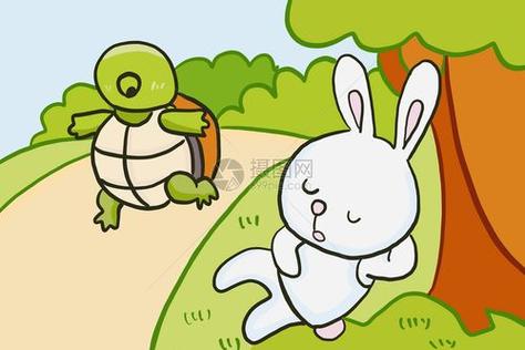 龟兔赛跑的情景简笔画 彩色