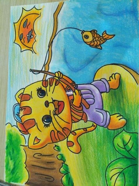 小猫钓鱼6幅简笔画可爱